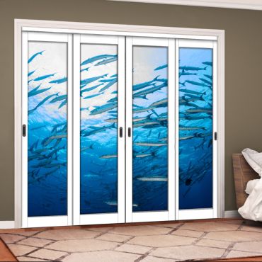 4 Leaf Handcrafted Bypass Sliding Closet Door Digital Printing HSSB- 2072