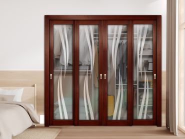 4 Leaf Premium Line Bypass Sliding Closet Door with Glass Insert & Frosted Design PBSW-1719