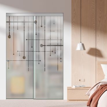 Frameless 2 Leaf Sliding Closet Bypass Glass Door with Hardware CGD - 1516