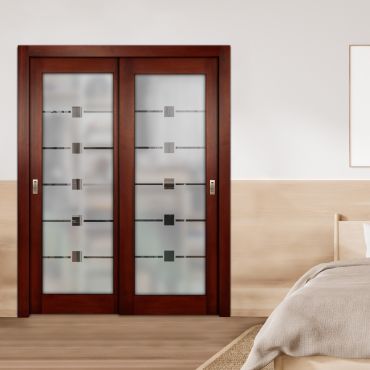 2 Leaf Premium Line Bypass Sliding Closet Door with Hardware & Frosted SD - 1654