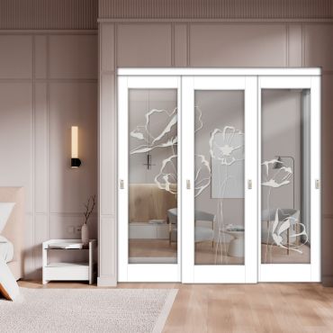 3 Leaf Premium Line Bypass Sliding Closet Door with Mirror Insert SD-1623