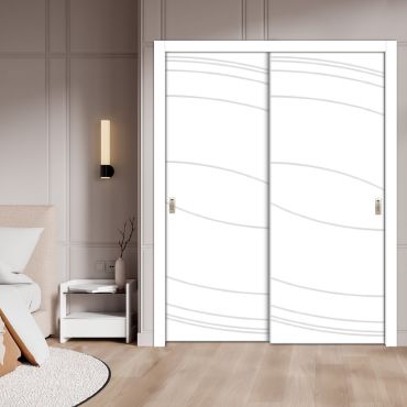 2 Leaf Handcrafted Bypass Sliding Wooden Closet Door HSSB-2031