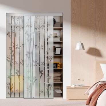 Frameless 2 Leaf Sliding Closet Bypass Glass Door with Hardware CGD - 1517