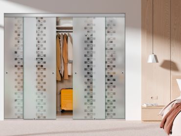 4 Panel Frameless Closet Glass Sliding Bypass Door Fsg4-1576