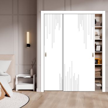 2 Leaf Handcrafted Bypass Sliding Wooden Closet Door HSSB-2032