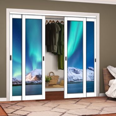 4 Leaf Handcrafted Bypass Sliding Closet Door Digital Printing HSSB- 2073