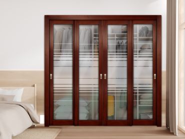 4 Leaf Premium Line Bypass Sliding Closet Door with Glass Insert & Frosted Design PBSW-1720
