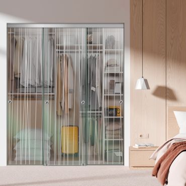 3 Panel Frameless Closet Glass Sliding Bypass Door Fsg3-1547