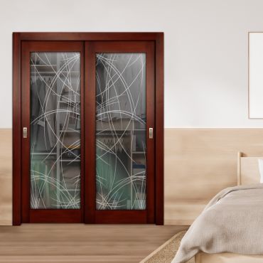 2 Leaf Premium Line Bypass Sliding Closet Door with Hardware & Frosted SD - 1655