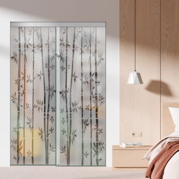 Frameless 2 Leaf Sliding Closet Bypass Glass Door with Hardware CGD - 1517