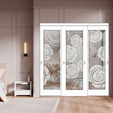 3 Leaf Premium Line Bypass Sliding Closet Door with Mirror Insert SD-1624