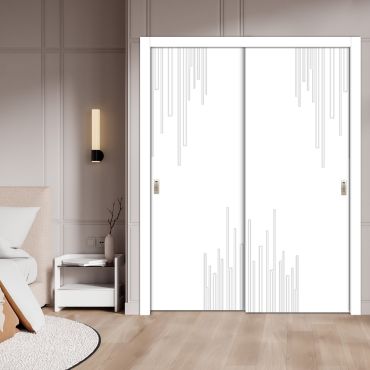 2 Leaf Handcrafted Bypass Sliding Wooden Closet Door HSSB-2032