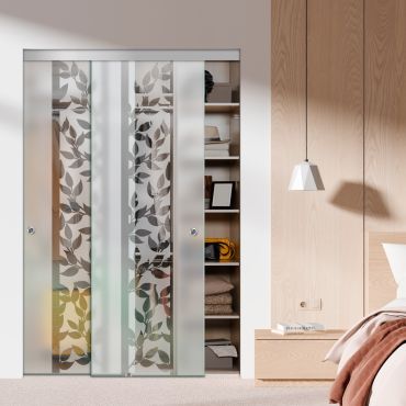 Frameless 2 Leaf Sliding Closet Bypass Glass Door with Hardware CGD - 1518