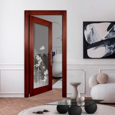 Self Closing Pivot Wooden Mirror Door PWMD-1749