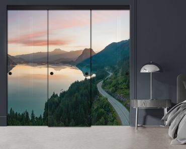 3 Panel Frameless Closet Glass Sliding Digital Printing Bypass Door FSG3-2170