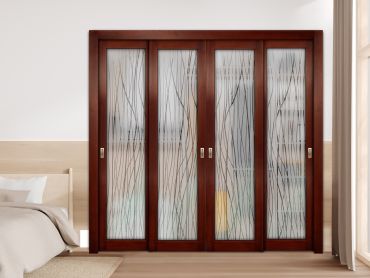4 Leaf Premium Line Bypass Sliding Closet Door with Glass Insert & Frosted Design PBSW-1721