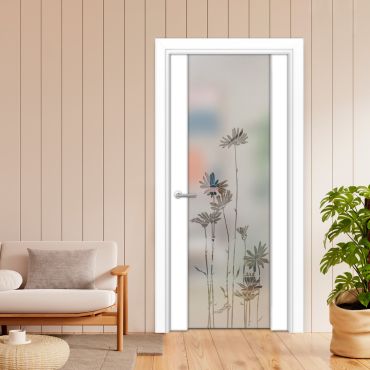Solid Wood Hinged Door with Glass Insert HWDI-1849