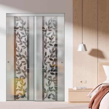 Frameless 2 Leaf Sliding Closet Bypass Glass Door with Hardware CGD - 1518