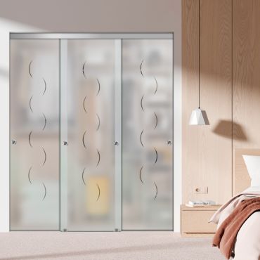 3 Panel Frameless Closet Glass Sliding Bypass Door Fsg3-1548