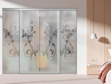 4 Panel Frameless Closet Glass Sliding Bypass Door Fsg4-1577