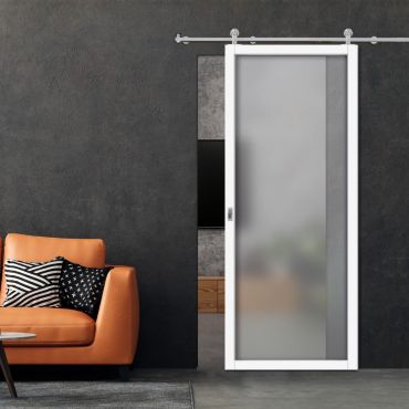 Loft Style Sliding Barn Door with Glass Panel LSBD-0284