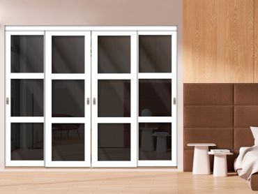 4 Leaf Glass Sliding Bypass Closet Door Shaker Style SD-1781