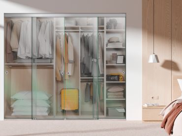 4 Panel Frameless Closet Glass Sliding Bypass Door Fsg4-0279