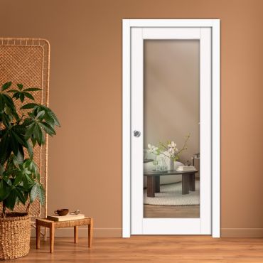 Clear Sliding Pocket Wood Door with Glass Insert PWGD-0843