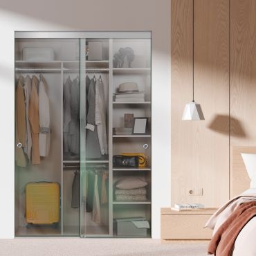 Clear Frameless 2 Leaf Sliding Closet Bypass Glass Door with Hardware CGD-0274