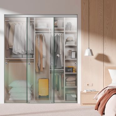 3 Panel Frameless Closet Glass Sliding Bypass Door Fsg3-0277