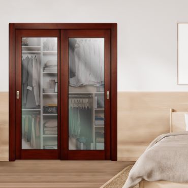 2 Leaf Premium Line Bypass Sliding Closet Door with Hardware & Frosted SD - 1638