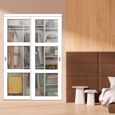 2 Leaf Glass Frosted Shaker Bypass Closet Door SD-1732