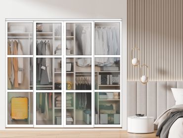 3 Panel Closet Door with Clear Glass & Painted Insert SD-1802