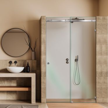 Frameless Sliding Glass Shower Door with Frosted Design FSGS - 0303