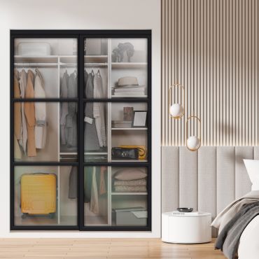  3 Panel Closet Door with Clear Glass Insert SD-1788