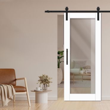 1 Lite Sliding Barn Door with Glass Insert WGD - 0253