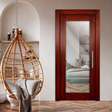 Self-Closing Wood Interior Door with Glass Insert (Clear Glass)