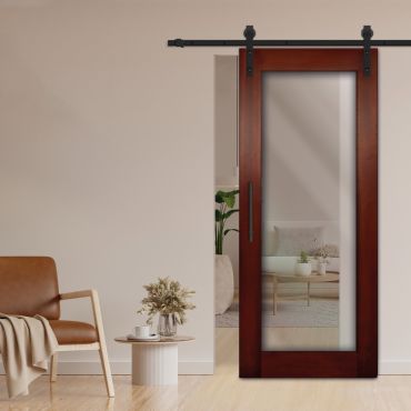 1 Lite Sliding Barn Door with Glass Insert WGD - 0253