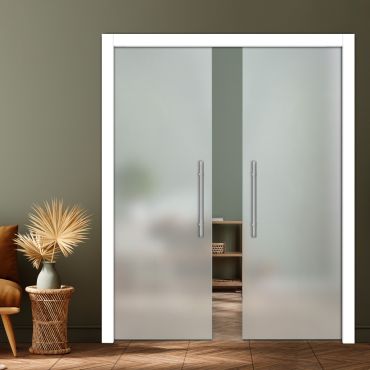 Double Frosted Pocket Glass Sliding Door PSGD-0876