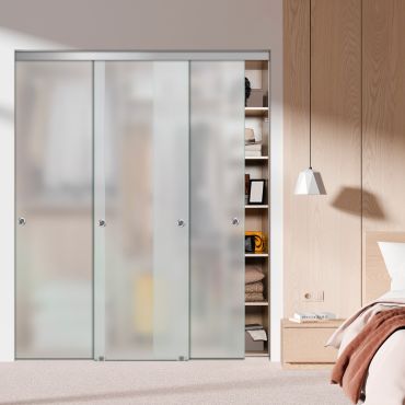 3 Panel Frameless Closet Glass Sliding Bypass Door Fsg3-1531