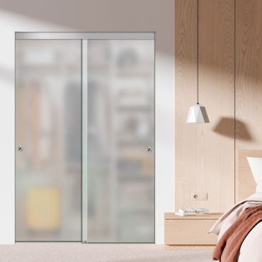 Frosted Frameless 2 Leaf Sliding Closet Bypass Glass Door with Hardware CGD-0275