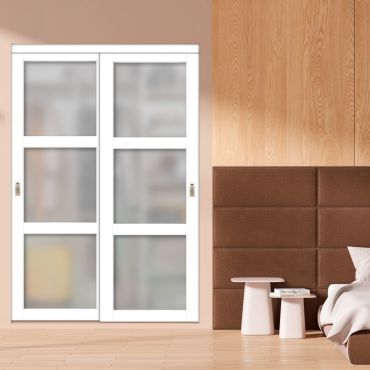 2 Leaf Glass Clear Shaker Bypass Closet Door SD-1731