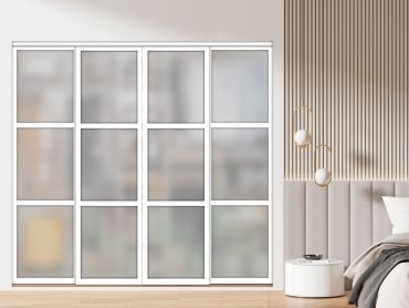 3 Panel Closet Door with Frosted Glass & Painted Insert SD-1803