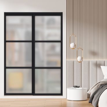  3 Panel Closet Door with Frosted Glass Insert SD-1789