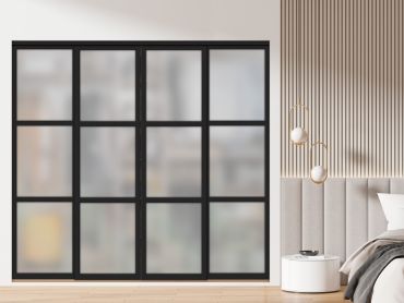 3 Panel Closet Door with Frosted Glass & Painted Insert SD-1803