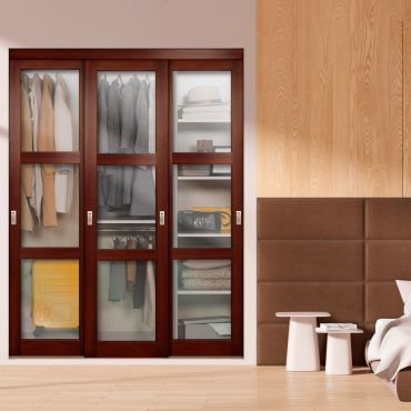 3 Leaf Glass Clear Shaker Bypass Closet Door SD-1768