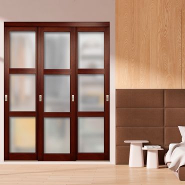 3 Leaf Glass Frosted Shaker Bypass Closet Door SD-1769