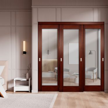 3 Leaf Premium Line Bypass Sliding Closet Door with Mirror Insert SD-0295