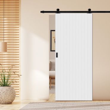 Fluted Wooden Sliding Barn Door Vertical Lines (Design Options) SW-0269
