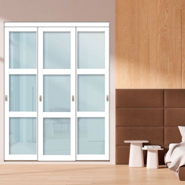 3 Panel Closet Door with Different Glass - Midsummer's Dream Glass Painted Panel Insert SD-1775